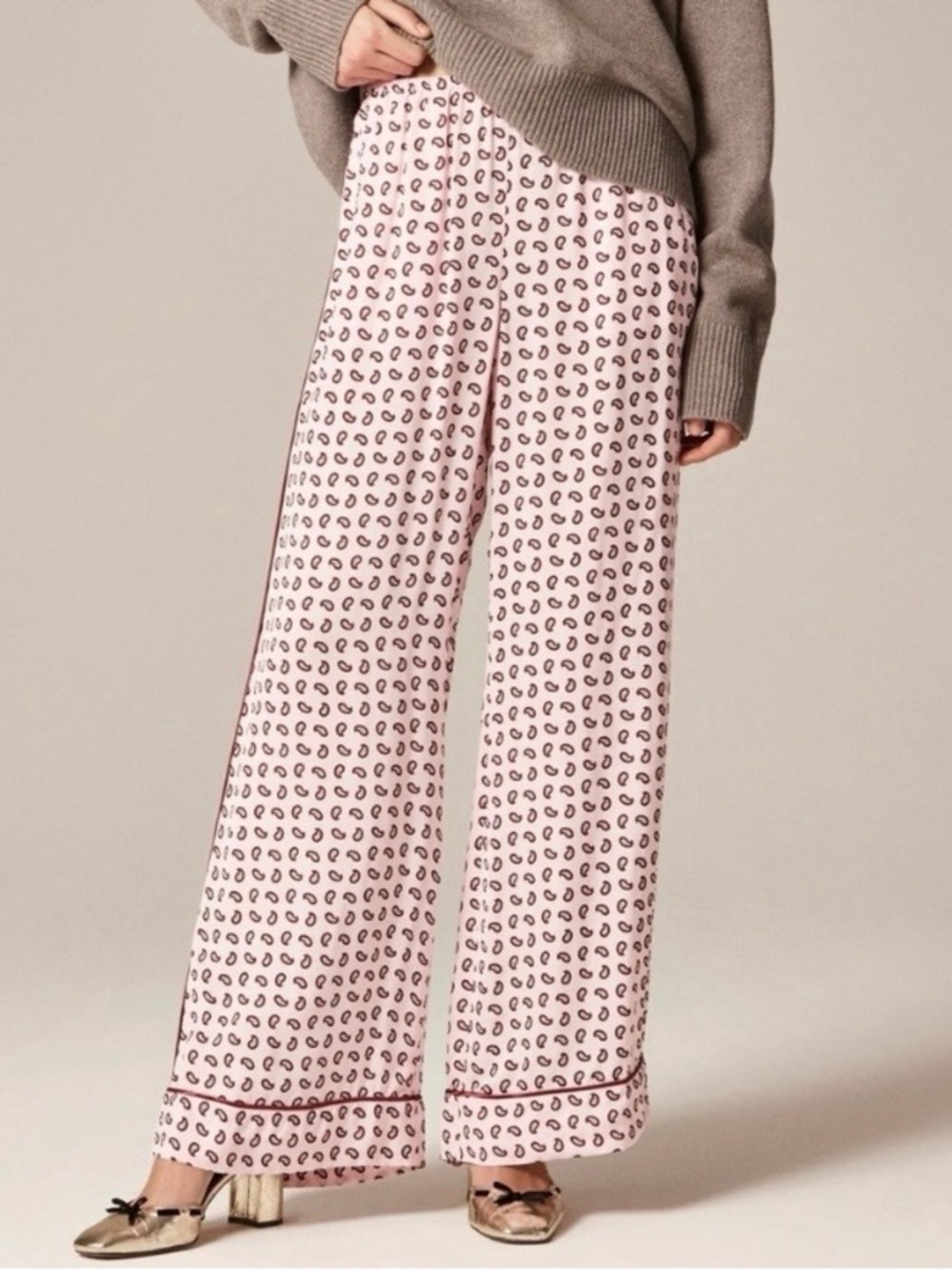 🍒J. Crew Viscose Pant “Cosmo” cuffed pant paisley print Pink S #CQ269 2025 NWT